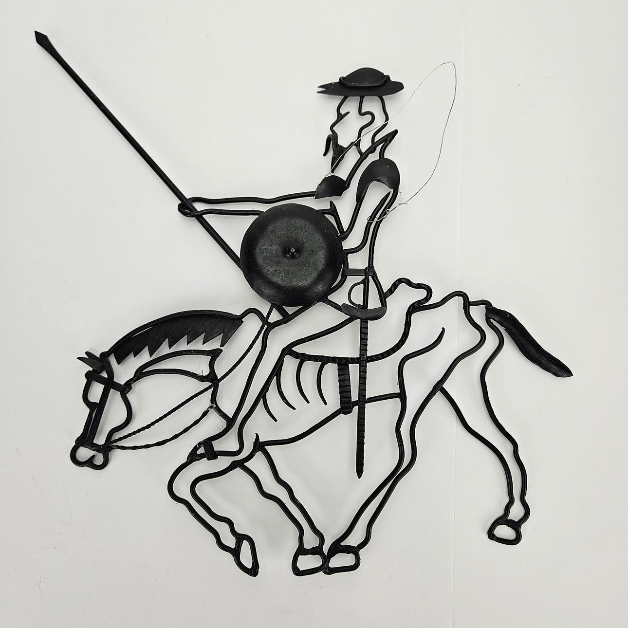 RELIEF, metal, wire model, depicting Don Quixote.