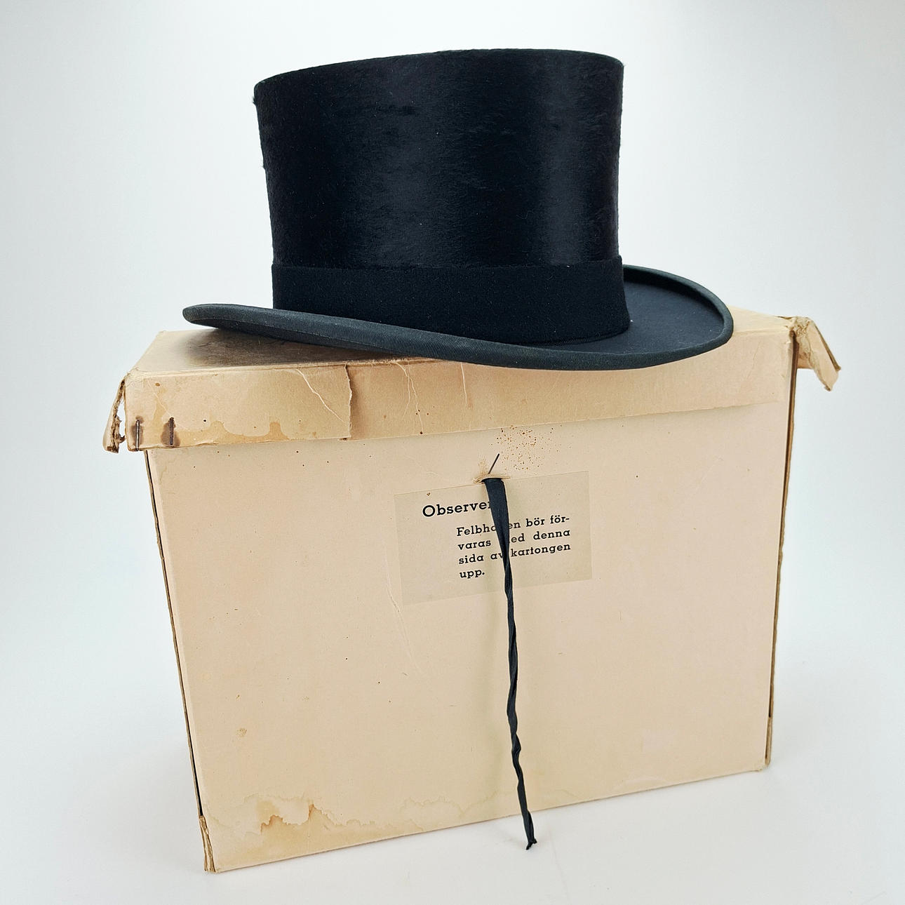 TOP HAT, felt, in box, Gunnar Janson, Linköping.