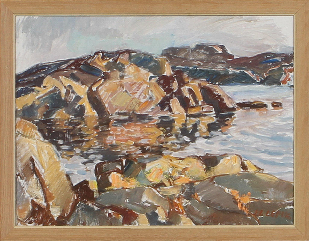 HUGO LEPIK. Kustvy, olja på duk, signerad.