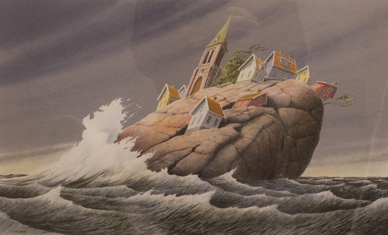 PETER ENGBERG. LITOGRAFI. "STORMBY".