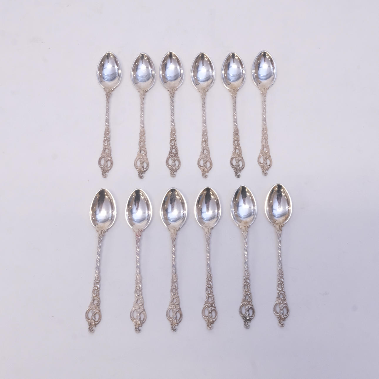 KAFFESKEDAR, SILVER, 12 STYCKEN.