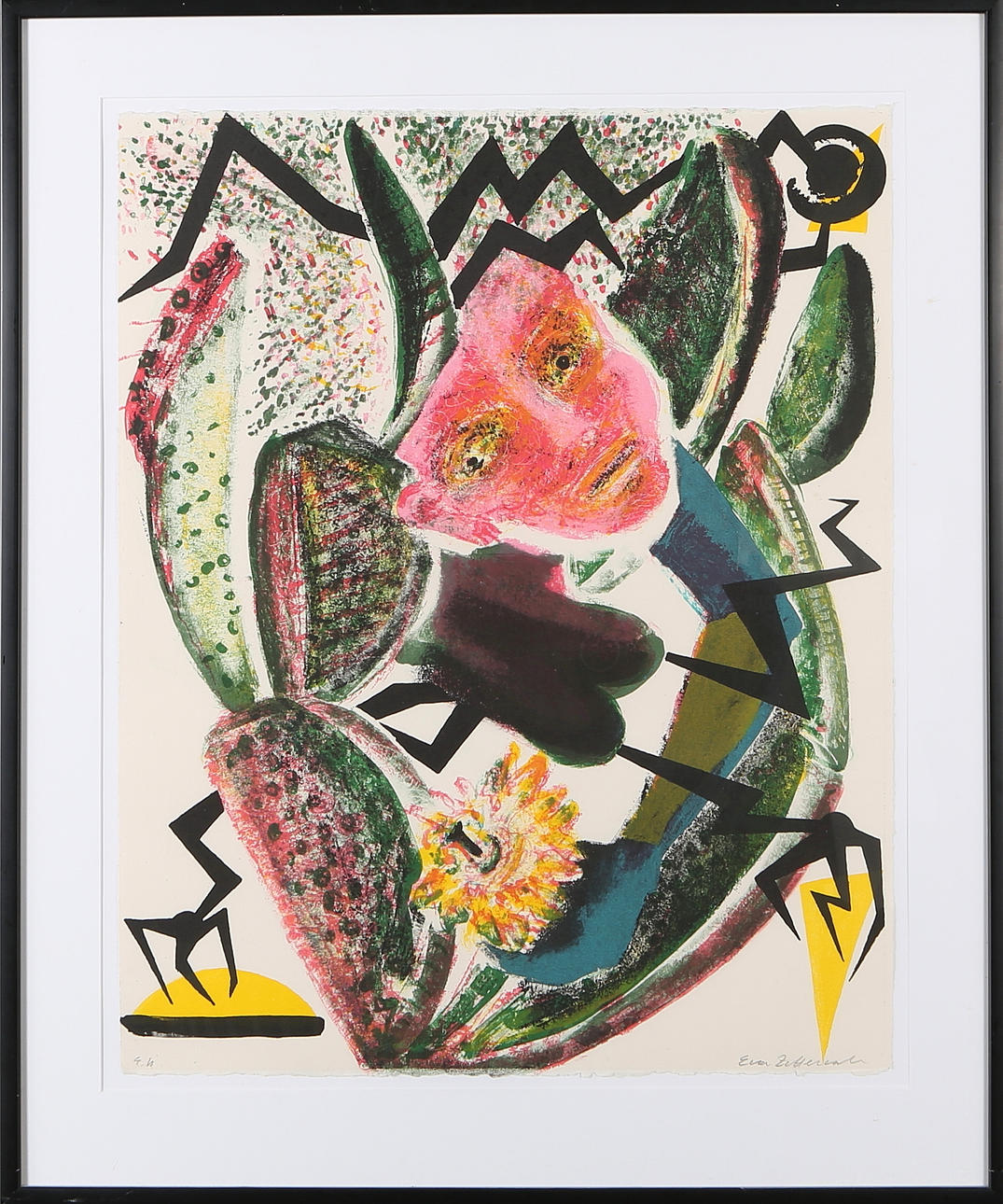 EVA ZETTERVALL. litografi, signerad.