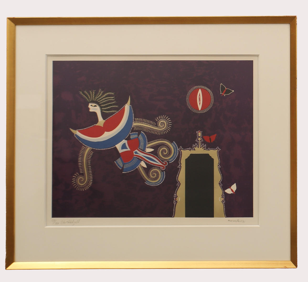 MAX WALTER SVANBERG. Lithograph, composition, numbered 11/300, signed "Lito + gold leaf", dated 1971.