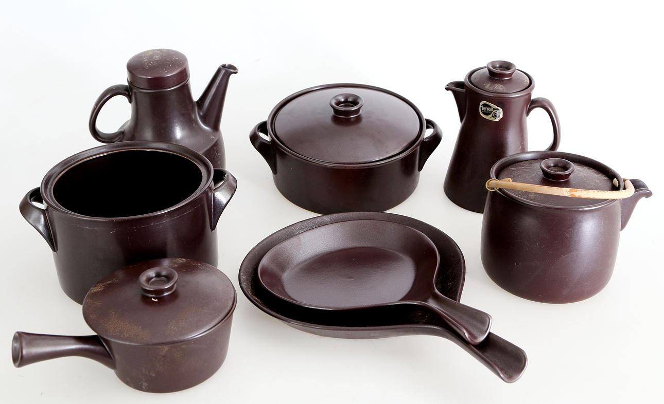 SERVISDELAR, 8 st, stengods, "Terma", Stig Lindberg, Gustavsberg, 1900-talets mitt.