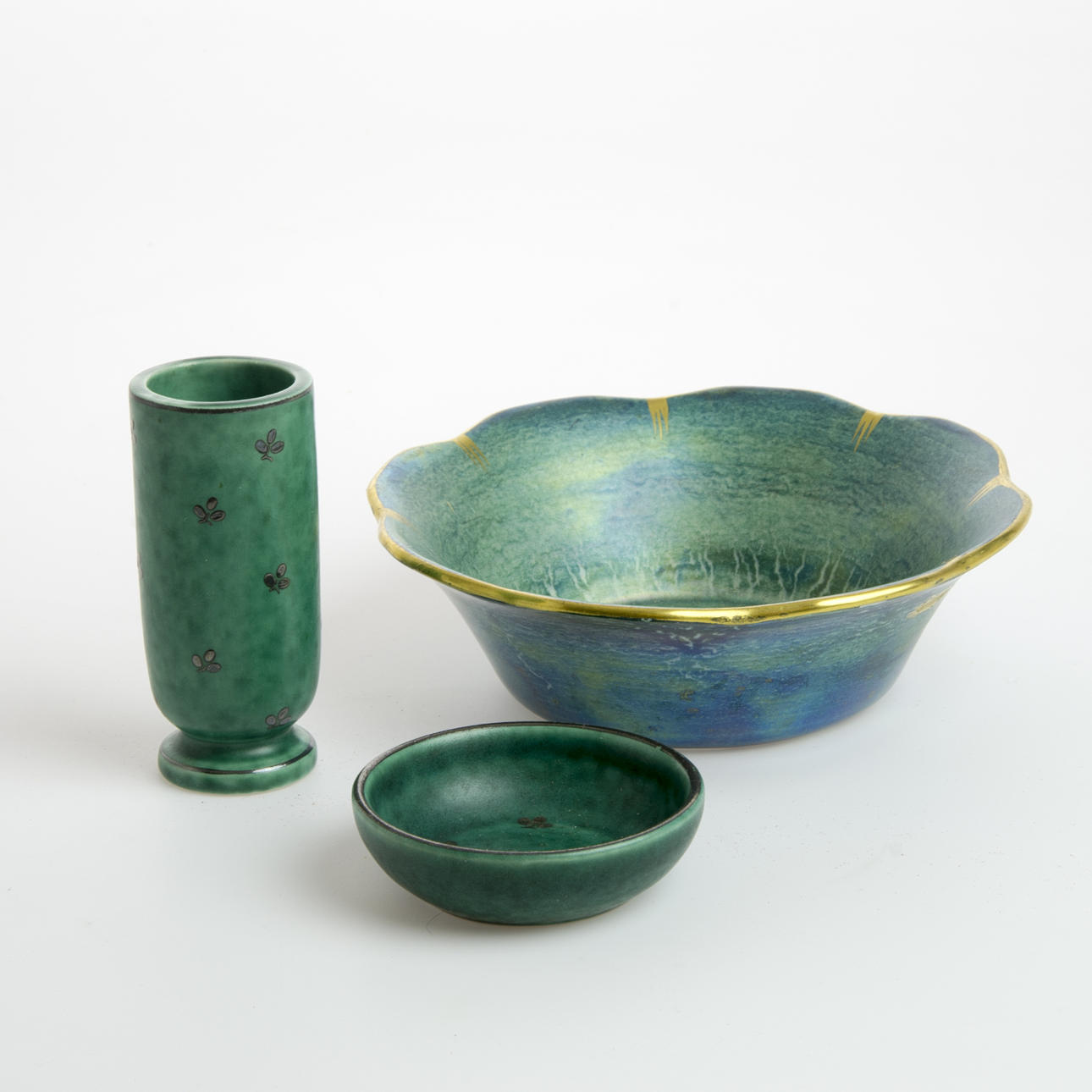 VAS SAMT 2 SKÅLAR, Argenta Wilhelm Kåge samt Josef Ekberg.