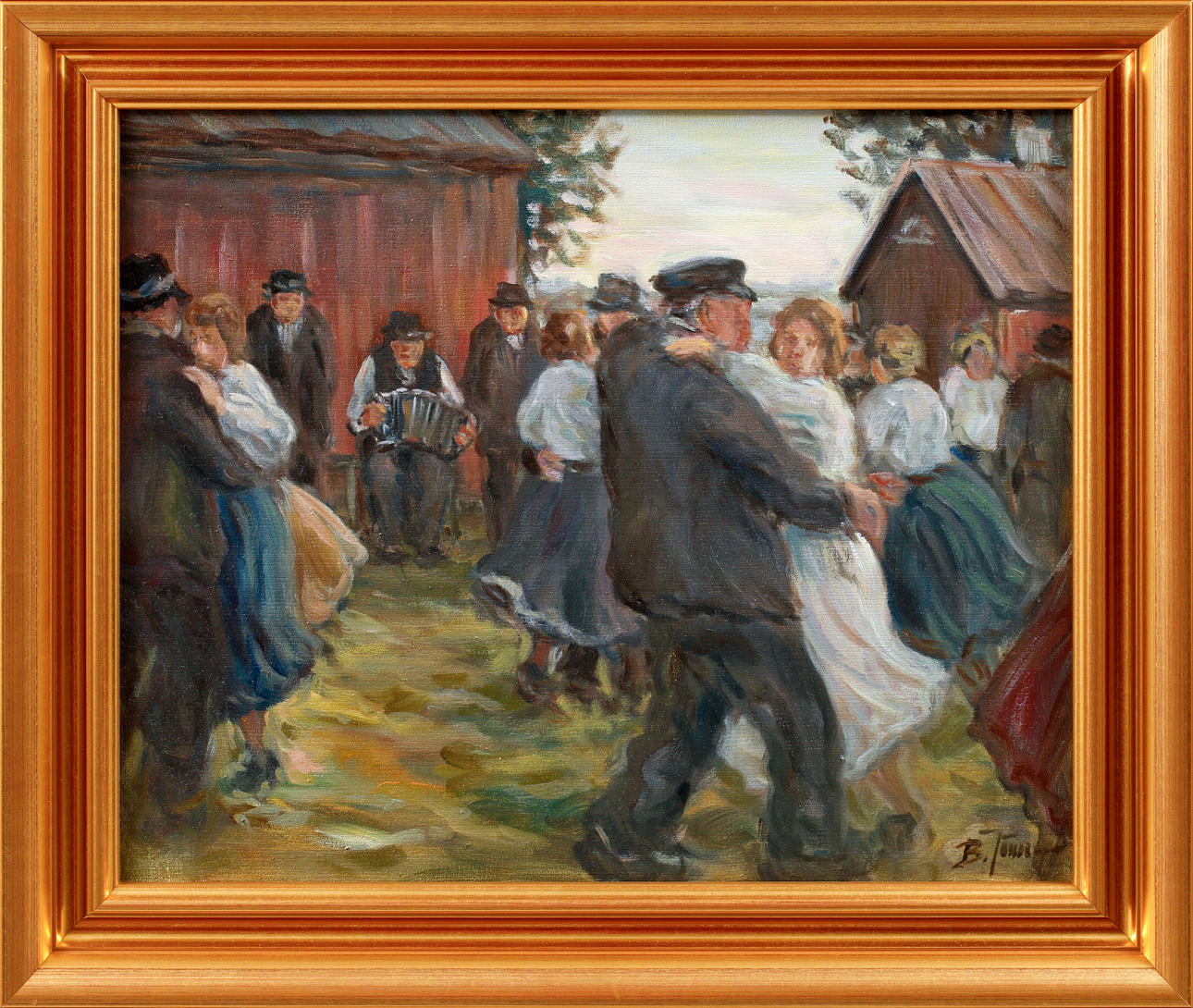BROR JÖNSSON. Figurative scene, oil on canvas, signed.