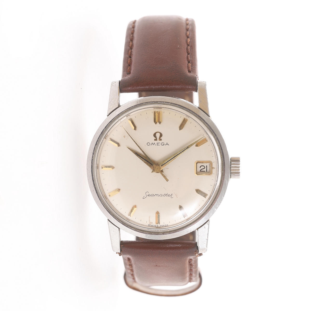 HERRARMBANDSUR, stål, Omega seamaster.