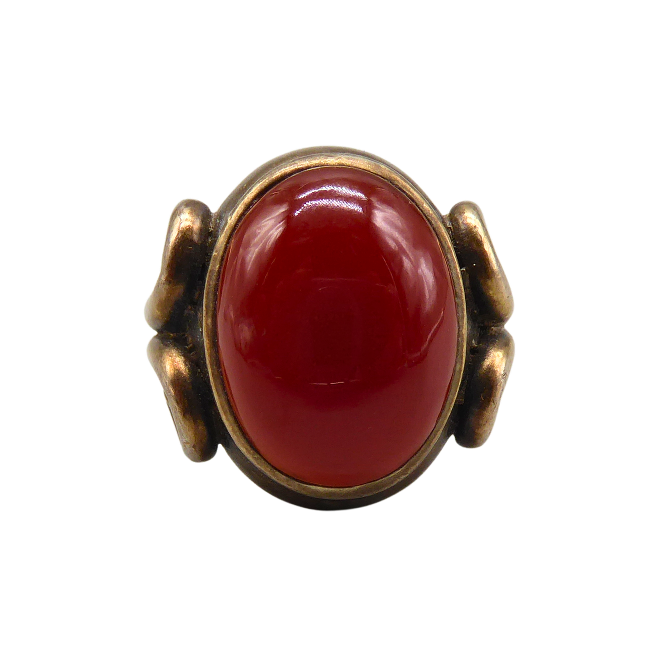 925 STERLING SILVER RING WITH A CARNELIAN.