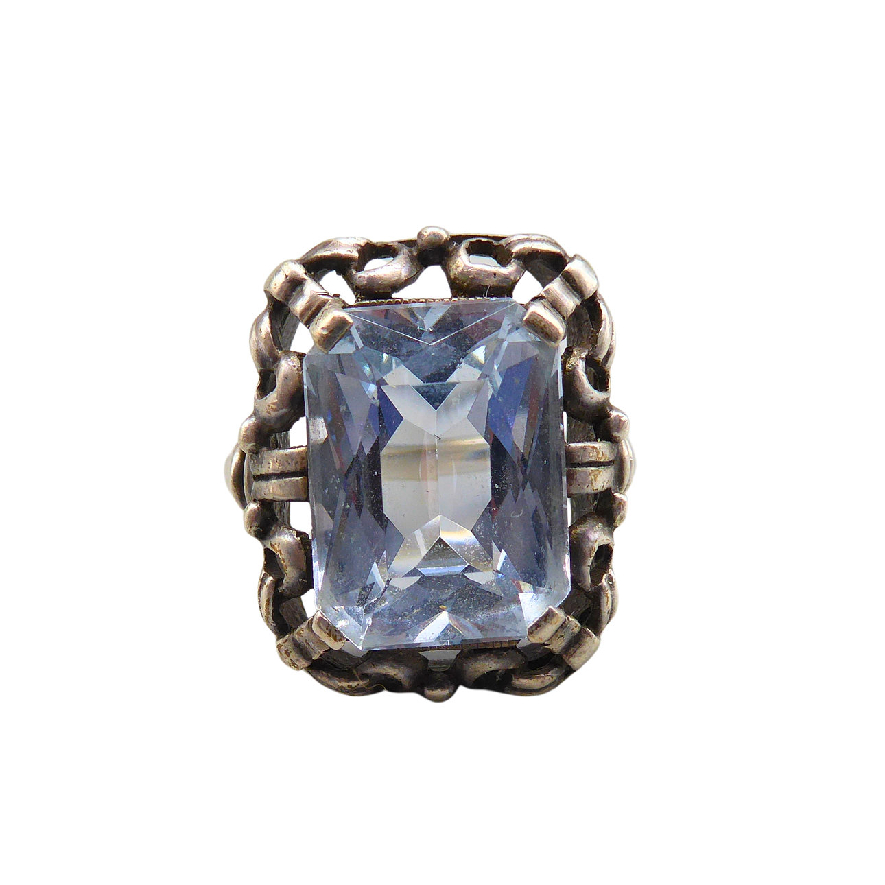 925 STERLING SILVER RING WITH BLUE TOPAZ.