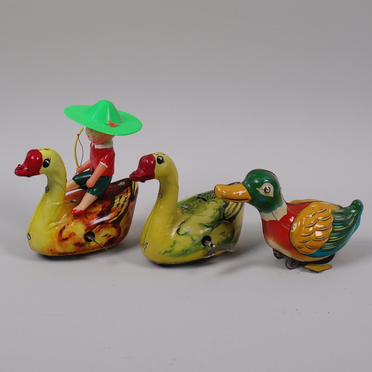 TIN TOYS, China, ducks with clockwork, 3 pcs.