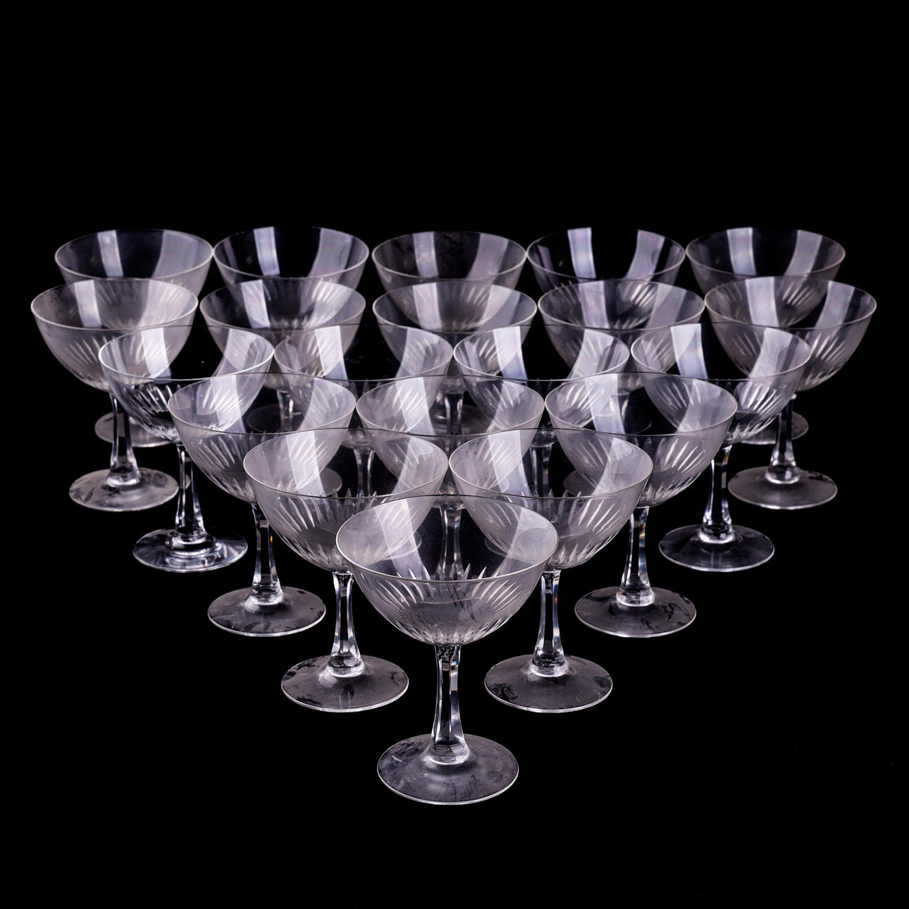 CHAMPAGNEKUPOR, 20 stycken, slipad dekor.