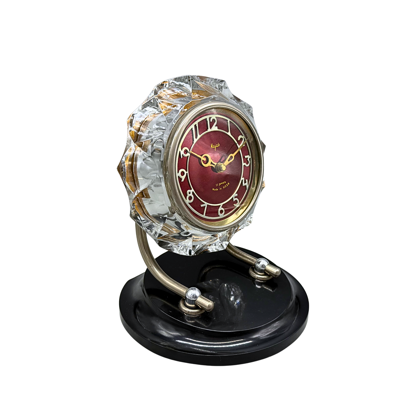 MAJAK TABLE CLOCK, USSR, CRYSTAL GLASS, BAKELITE, 1950S/1960S, RUSSIAN ...