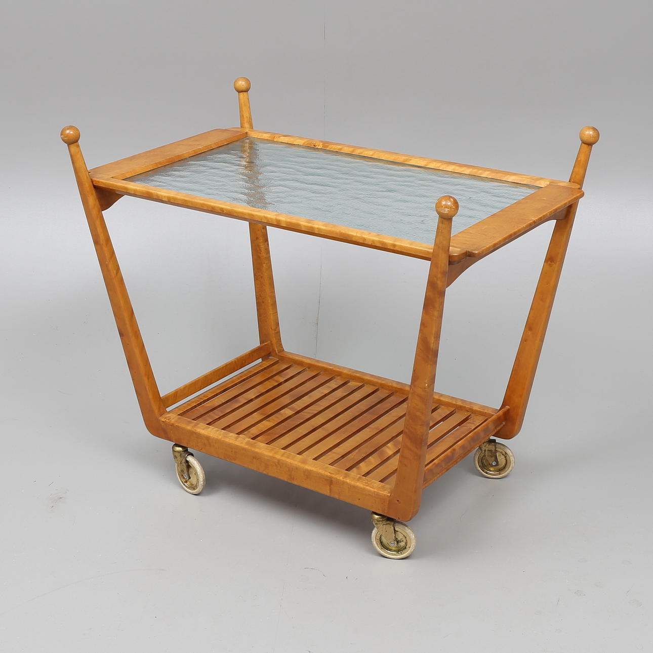 SERVERINGSVAGN, björk/glas, Svensk Möbelindustri.