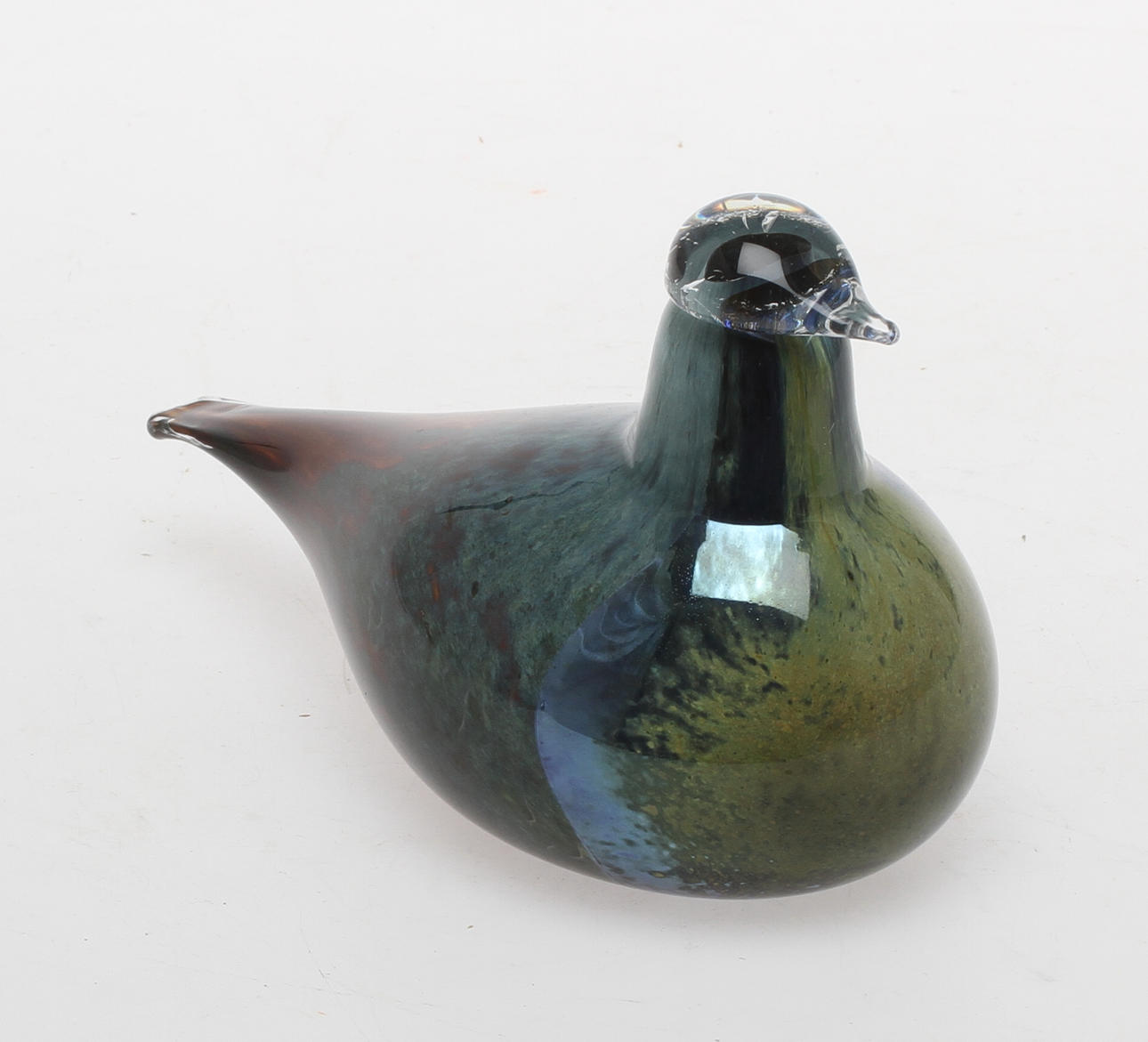 FIGURIN i form av fågel, glas, Oiva Toikka Nuutajärvi sign.