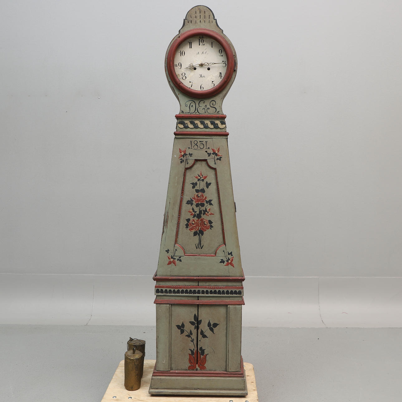 MORAKLOCKA, målat trä, 1800-tal.