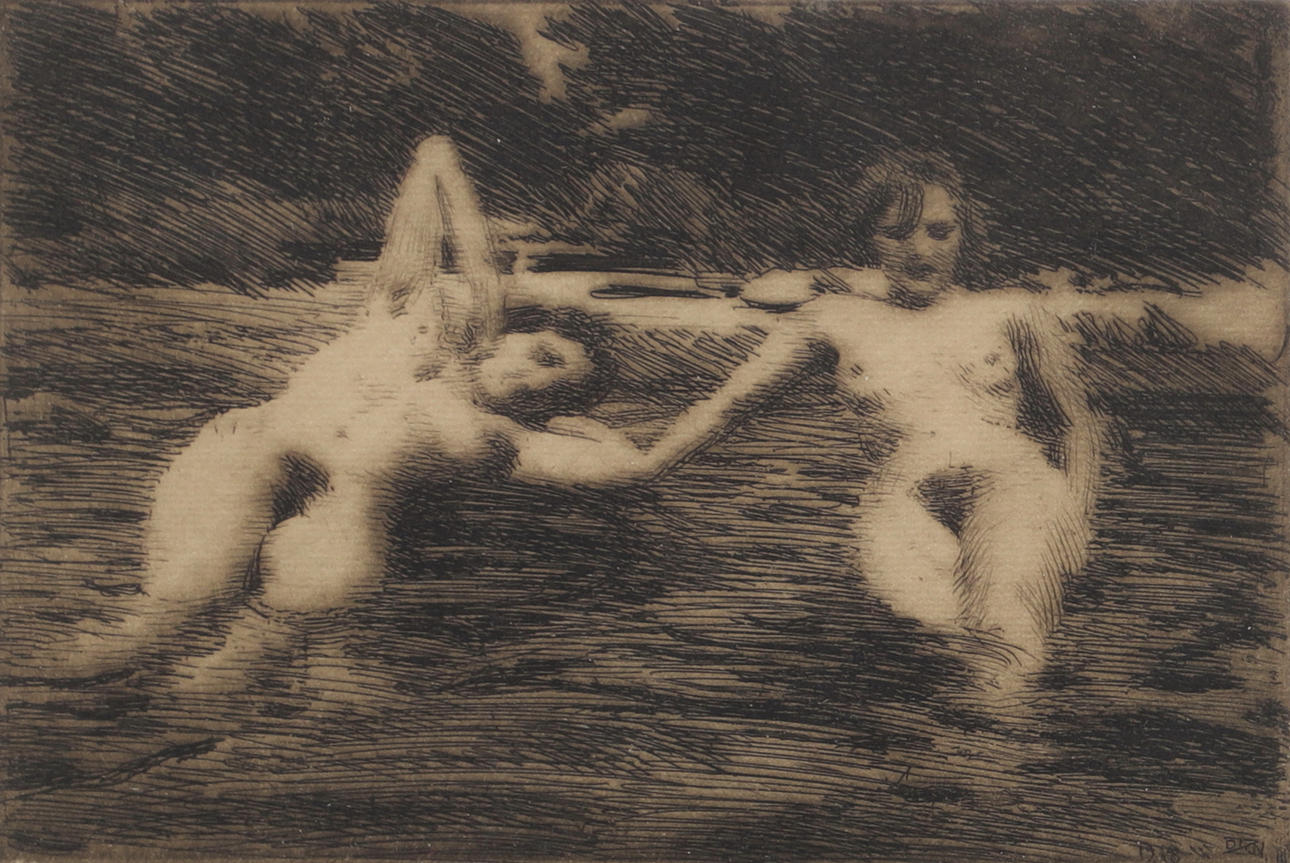 ANDERS ZORN. "Najader", etsning, signerad.
