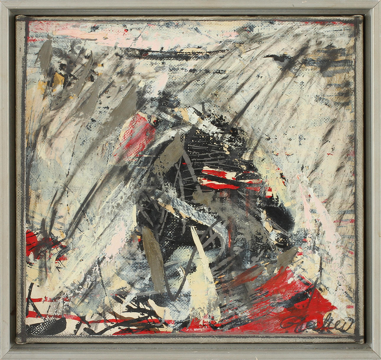 OKÄND KONSTNÄR. Blandteknik, signerad.