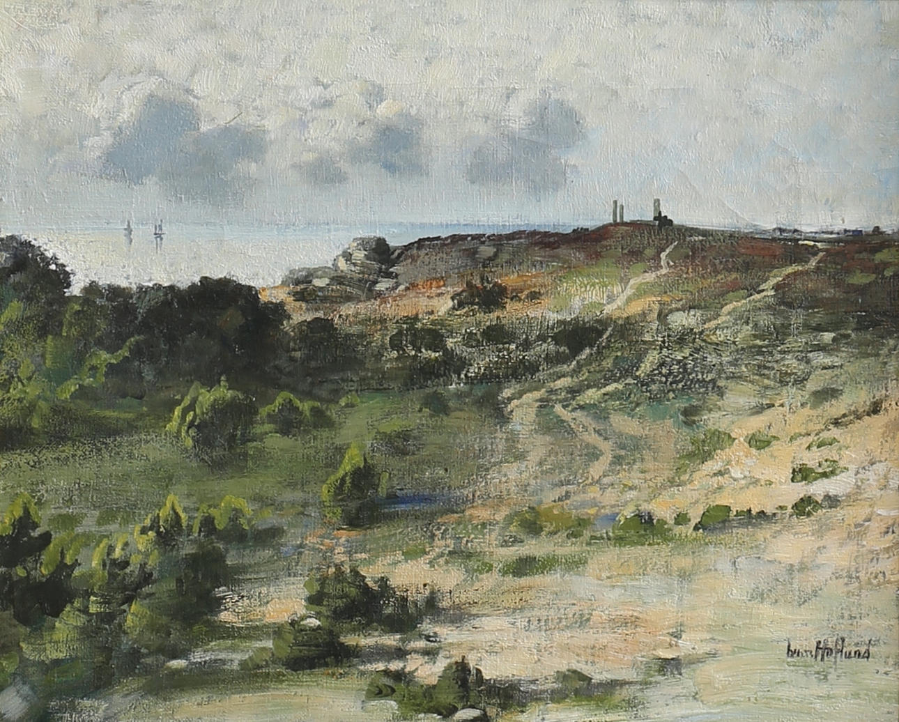 IVAN HOFLUND. "Galgberget vid Visby". Olja på duk, signerad.