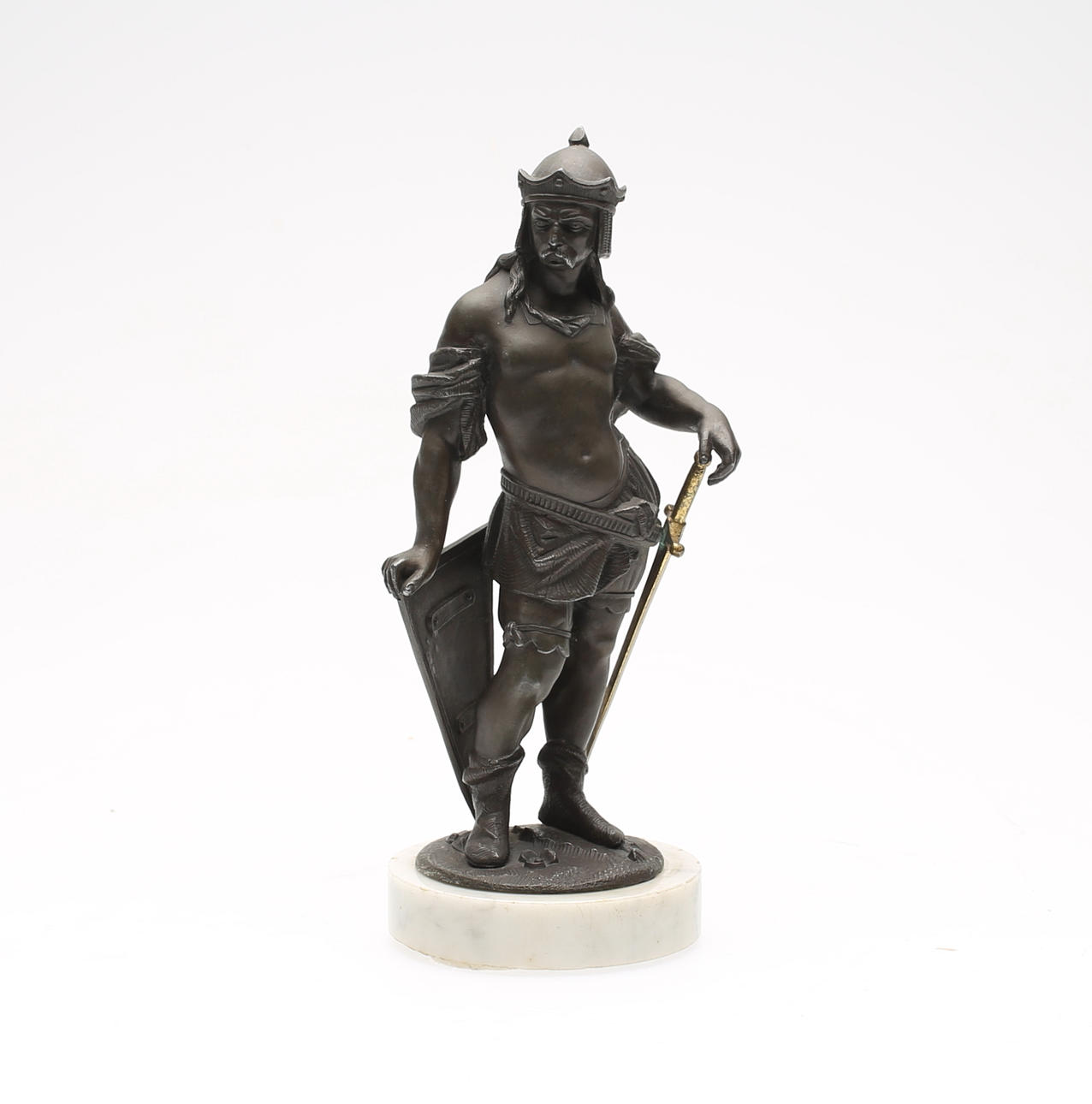 FIGURIN, metall, merovingisk krigare, 1900-tal.