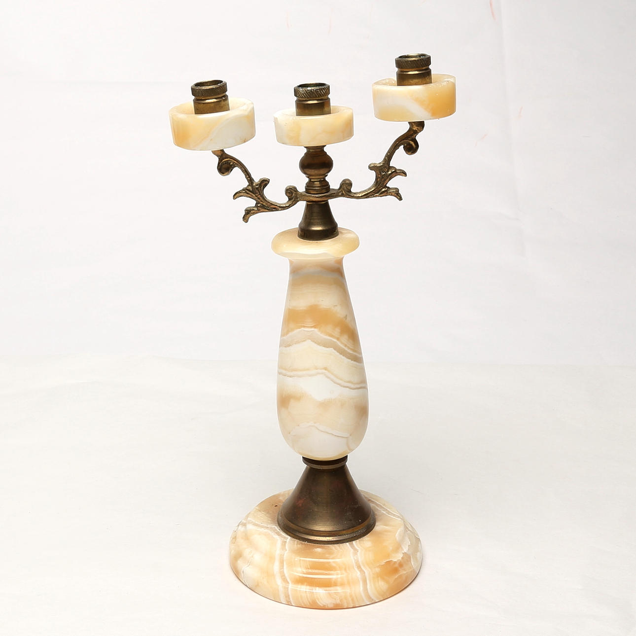 KANDELABER, metall/onyx, 1900-tal.