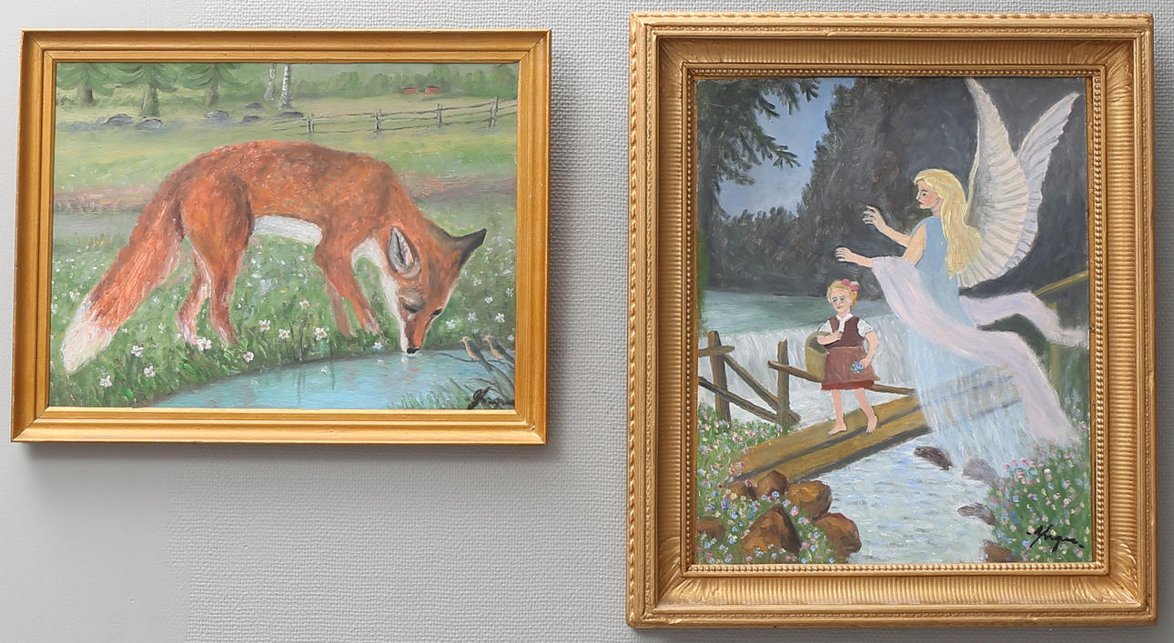 YNGVE JOHANSSON. Oljemålningar, 2 st, oljor på pannå, signerade.