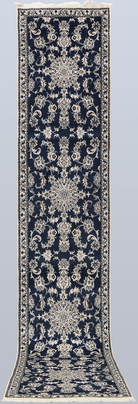 ORIENTAL CARPET. Nain runner, 405 x 77 cm.