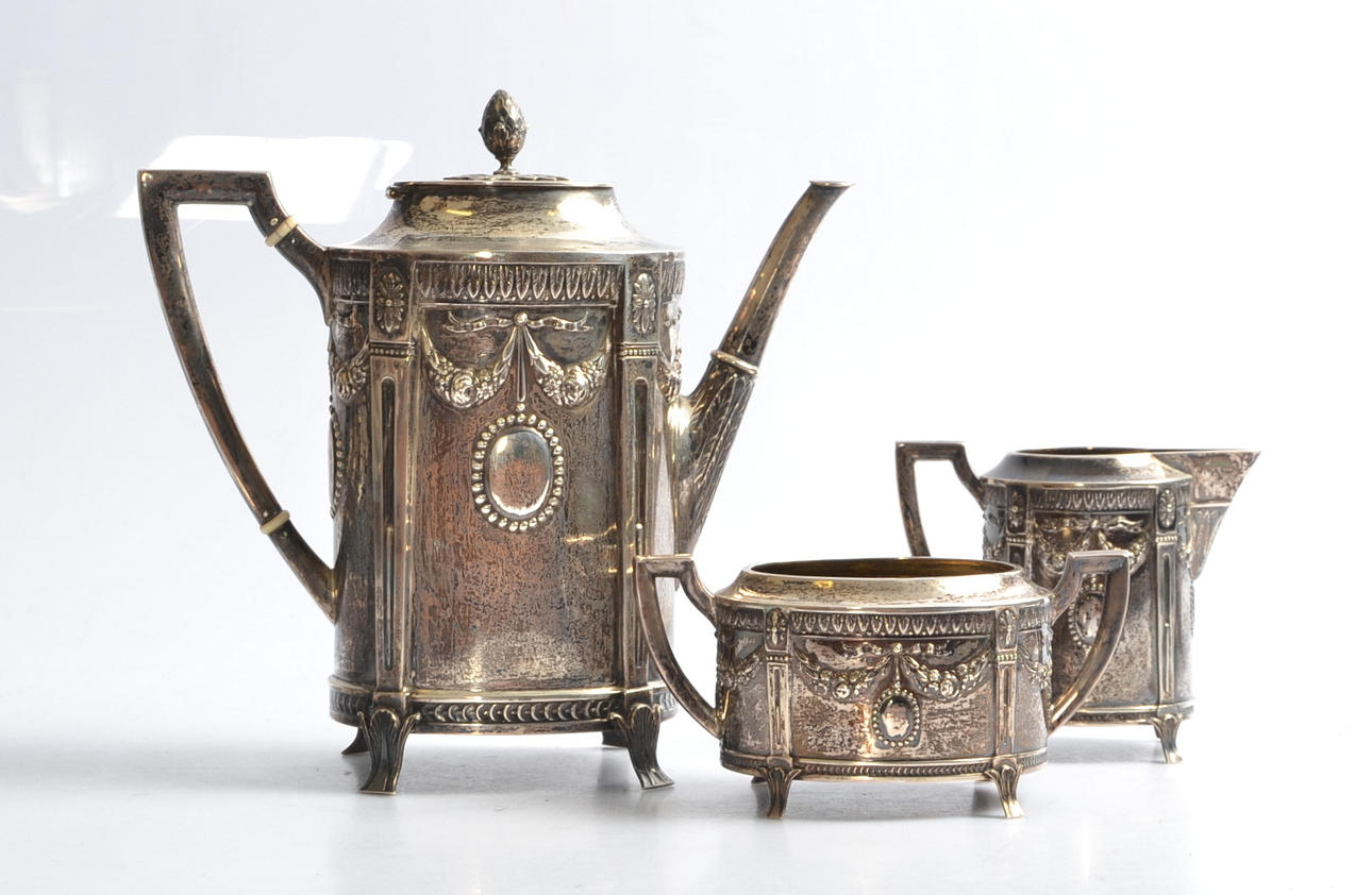 KAFFESERVIS, 3 delar, silver, CG Hallberg, Göterborg, 1919.