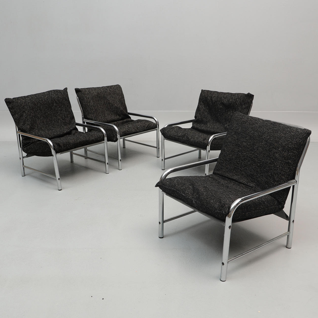 FÅTÖLJER, 4 st, kromat stål, 1970/80-tal.