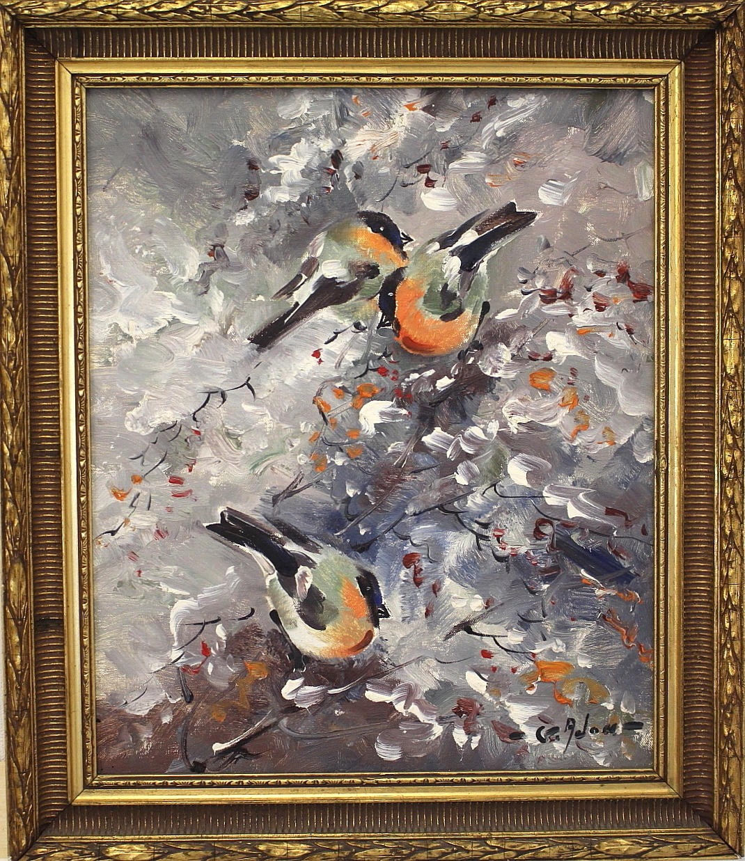 GUSTAV ADON. olja på duk, domherrar, signerad.