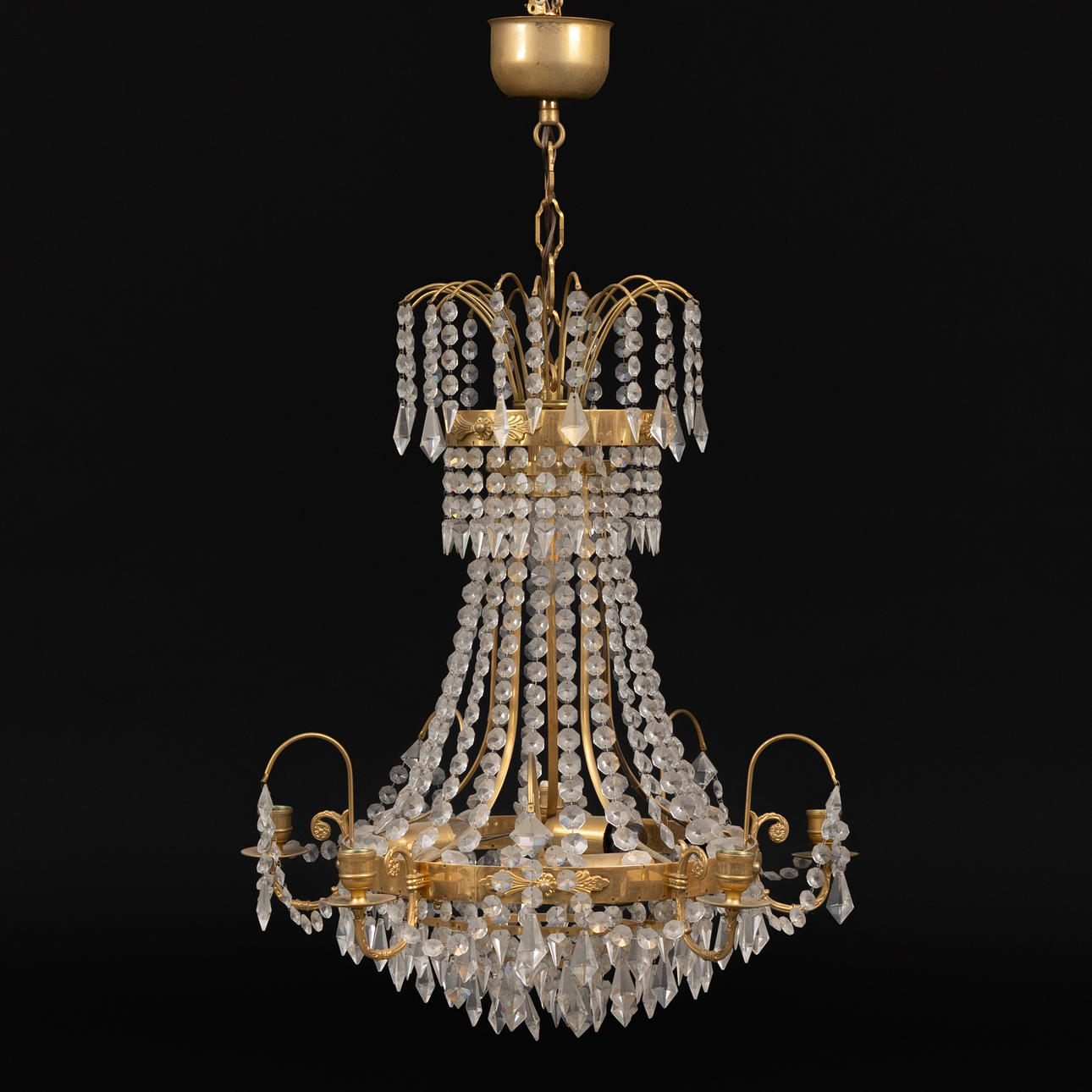 KRISTALLKRONA, mässing, 1900-talets andra hälft.