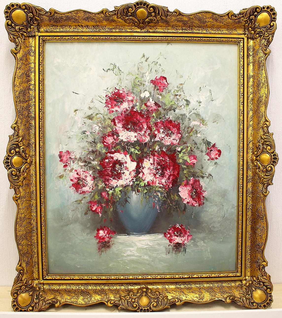 OIDENTIFIERAD KONSTNÄR. olja på duk, blomstilleben, osignerad.