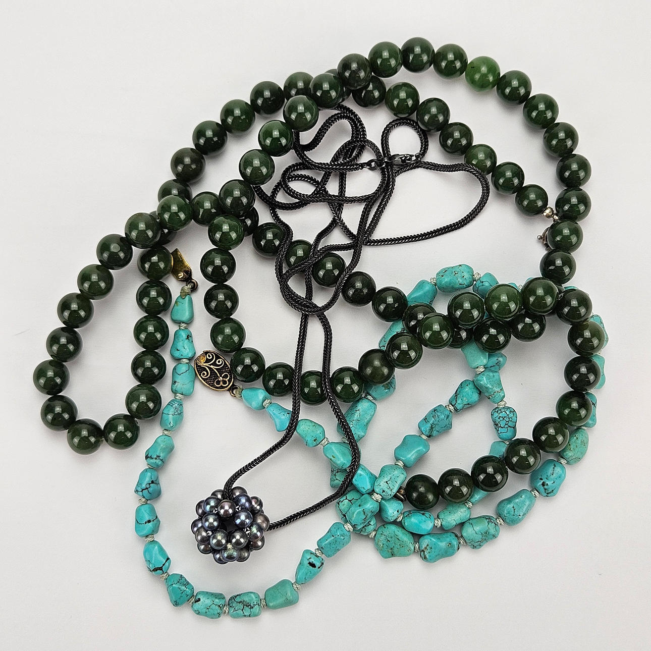 NECKLACE, 3 pcs, including silver.
