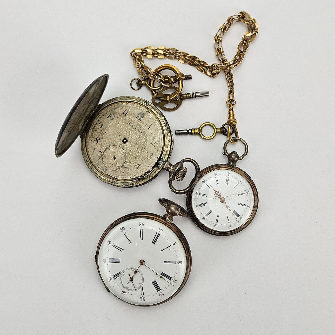 POCKET WATCHES, 3 pcs, including silver.
