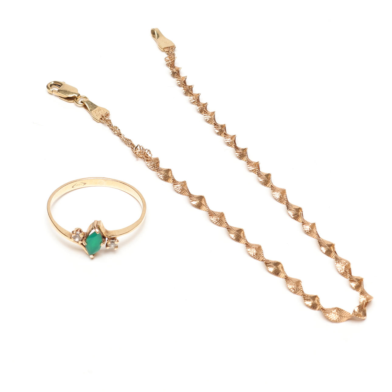 RING samt ARMBAND, guld, 18k, ca 3,3 gram.