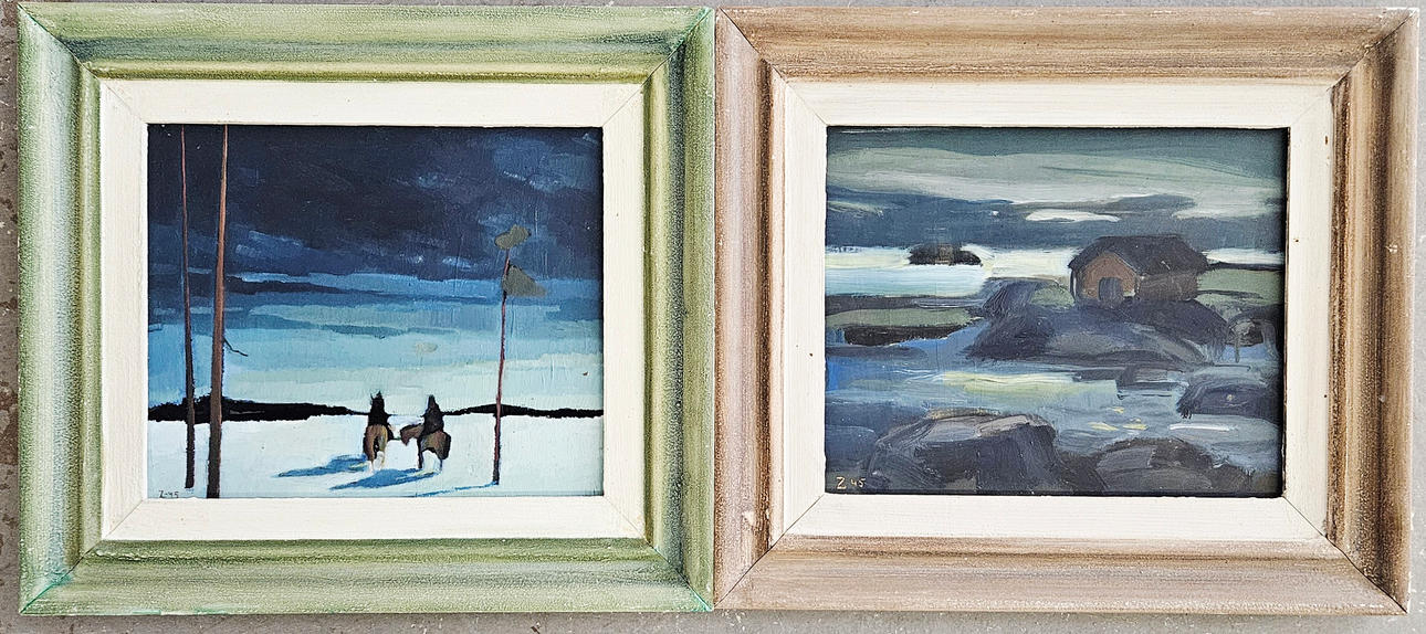 PO ZACHRISSON. Oil on panel, 2 pcs, signed and dated Z 45.
