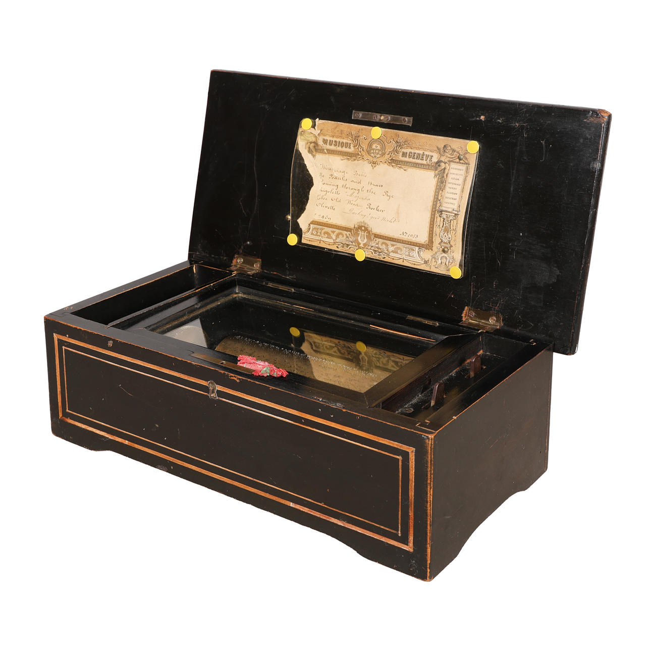 A 19TH CENTURY SWISS MUSIQUE DE GENEVE CYLINDRICAL MUSIC BOX ...