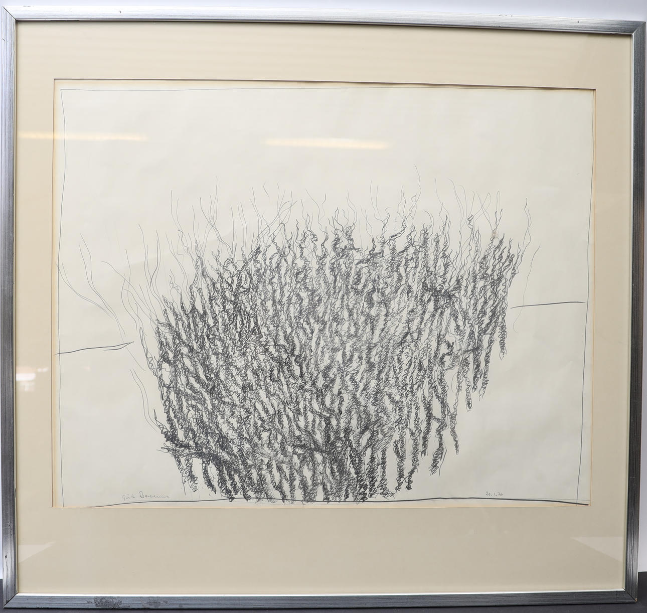 GÖSTA BACKLUND. Pencil drawing, composition, signed and dated 76.