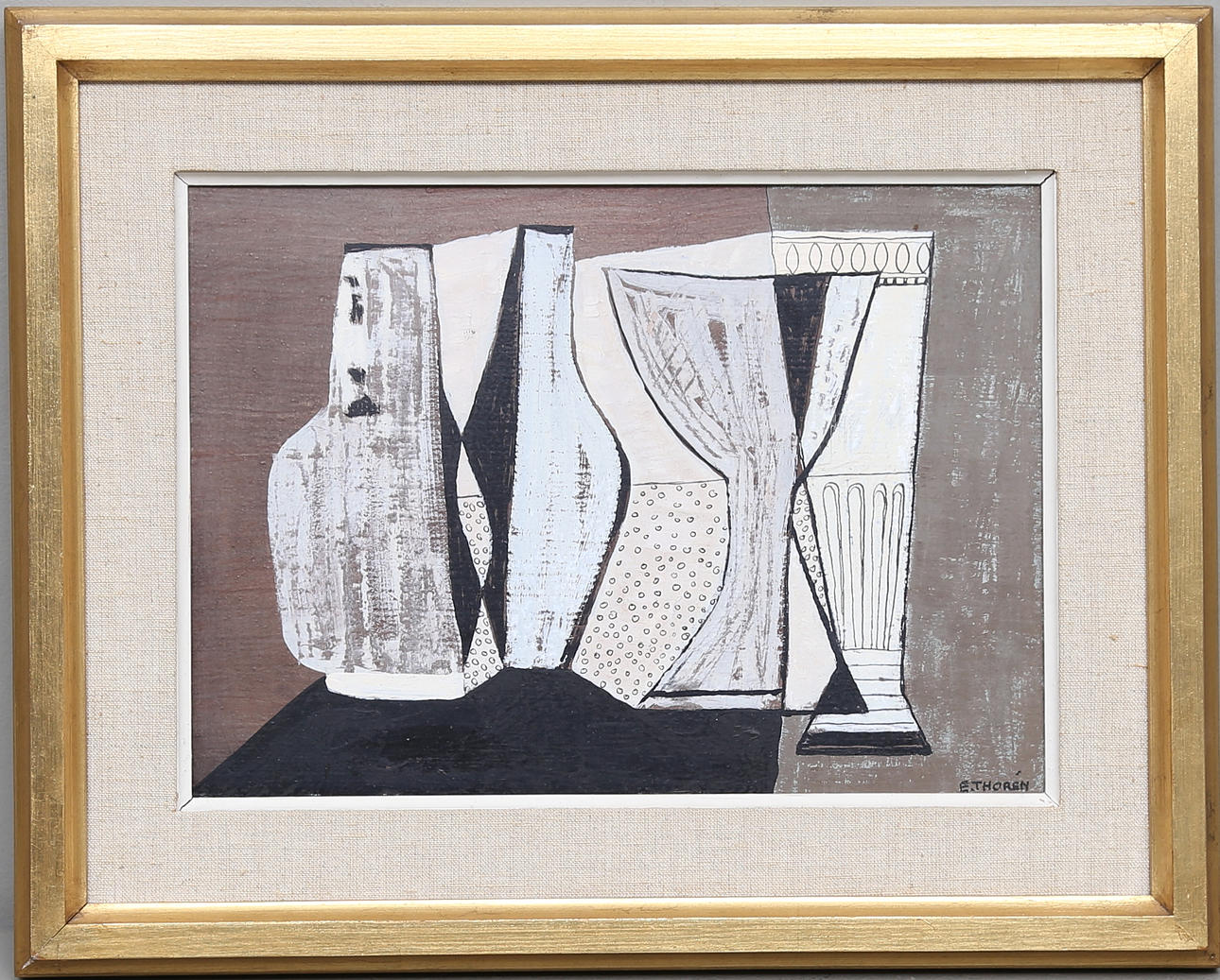 ESAIAS THORÉN. Olja på pannå, blandteknik, signerad.