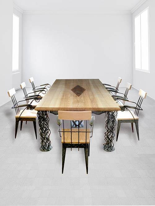 REINER HEBE. Mesa con 7 sillas.