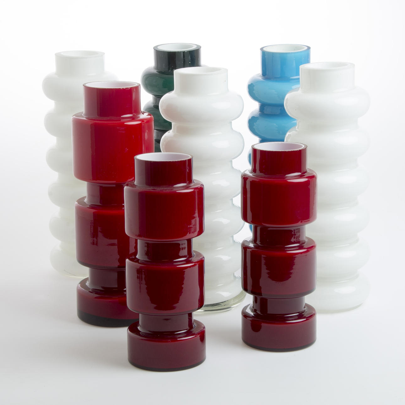 LAMPFÖTTER, färgat glas, 1970-tal.