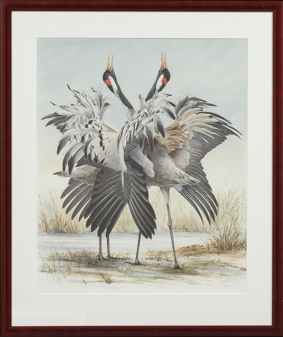 DAG PETERSON. Dansande tranor. Färglitografi, signerad och numrerad 69/290.