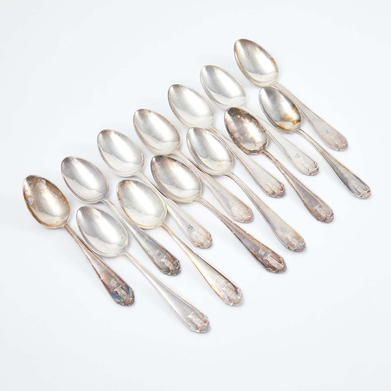 KAFFESKEDAR, silver, 11+2 st, modell "Vasa", GAB.