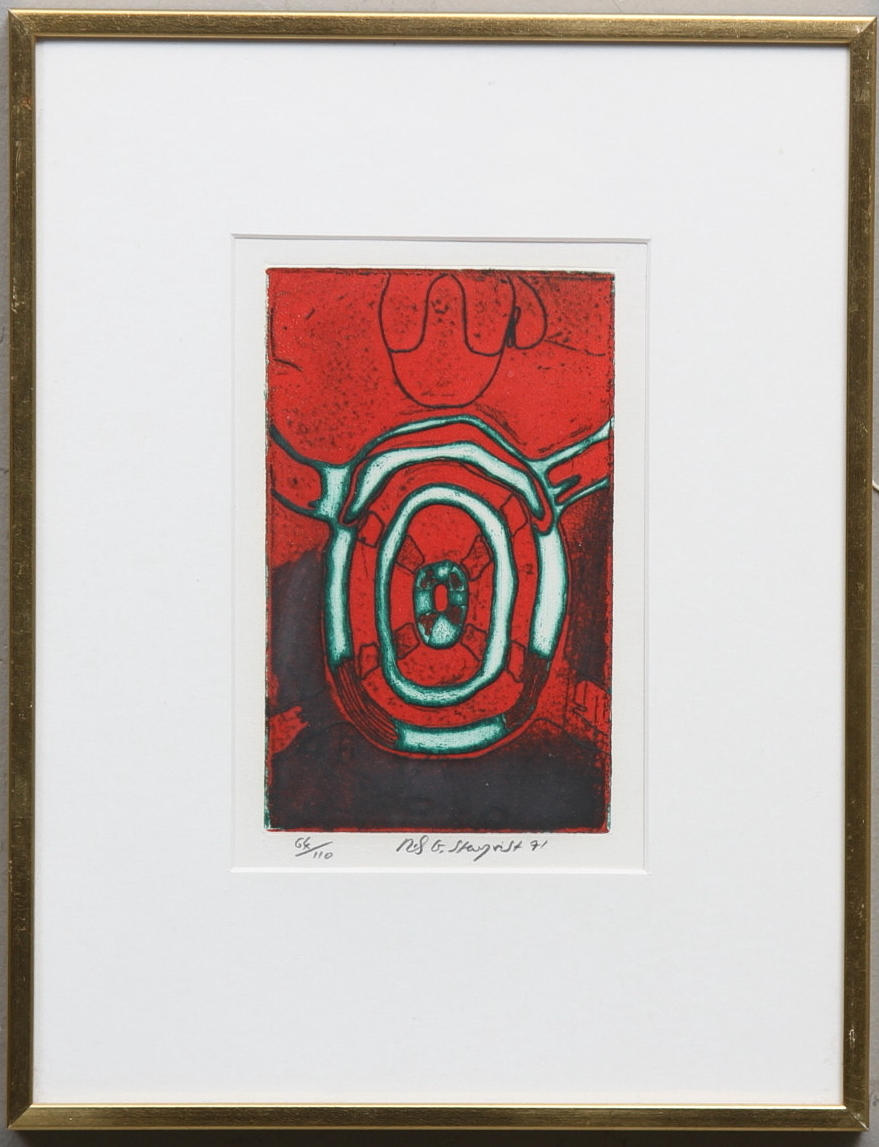 NILS G. STENQVIST. Färglitografi, sign. numr. 66/110.