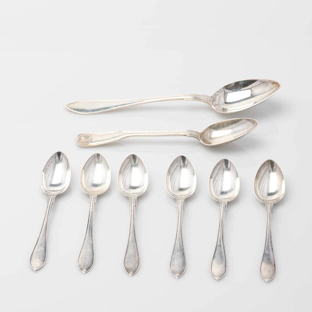 SPOONS, 8 pieces, silver 19th/20th century.