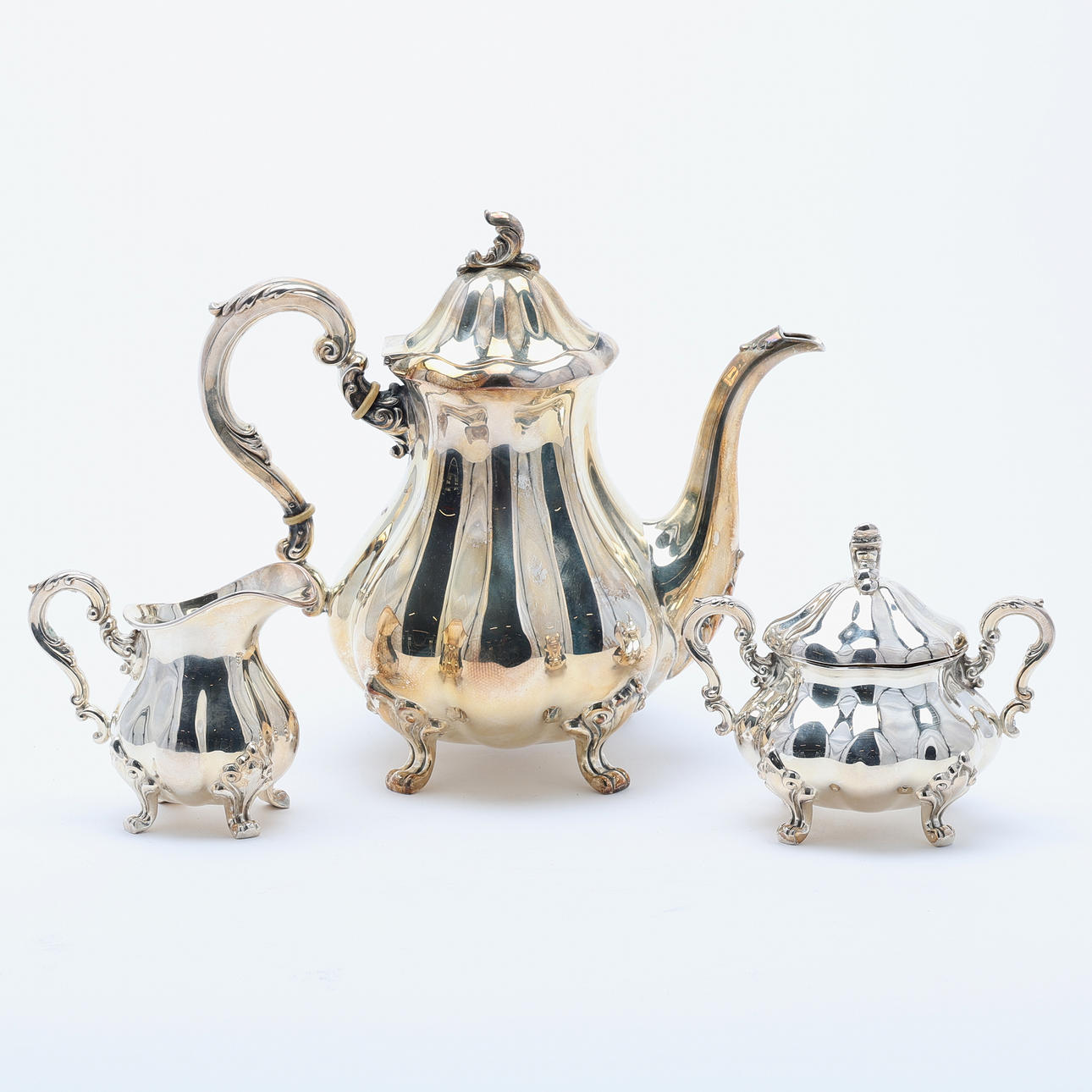COFFEE SERVICE, three pieces, silver, Swedish import marks.