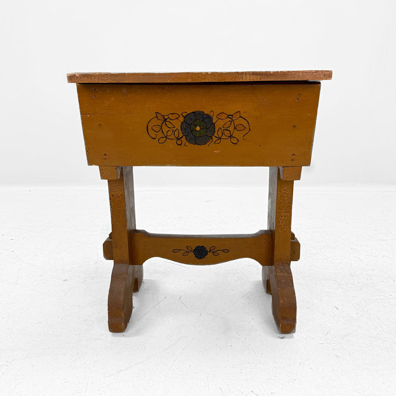 BENCH - Painted, opens both sides, sewing box.