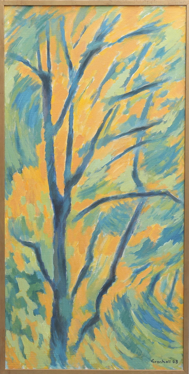 ARNE GRANHALL. "Höstblåst", olja på pannå, signerad och daterad 68.