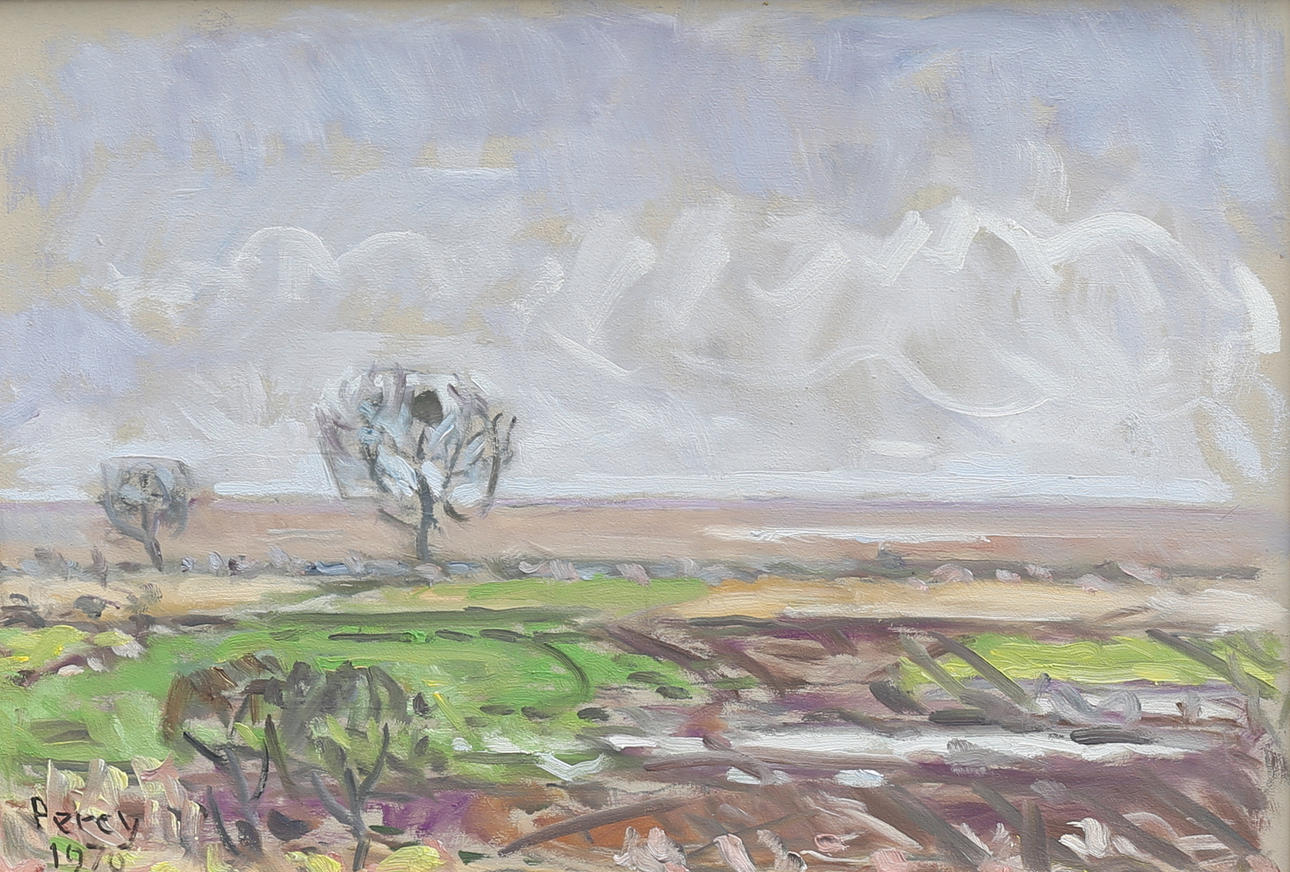 ARTUR PERCY. "Tidig vår", olja på pannå, signerad, daterad 1970.