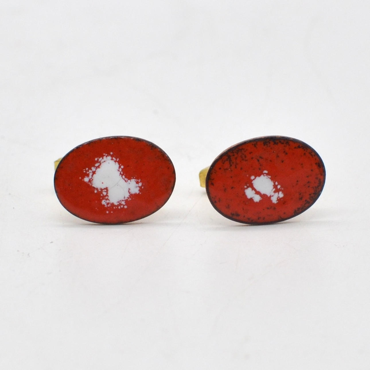 CUFFLINKS, ENAMELLED, GILT BRIDGE, 20TH CENTURY.