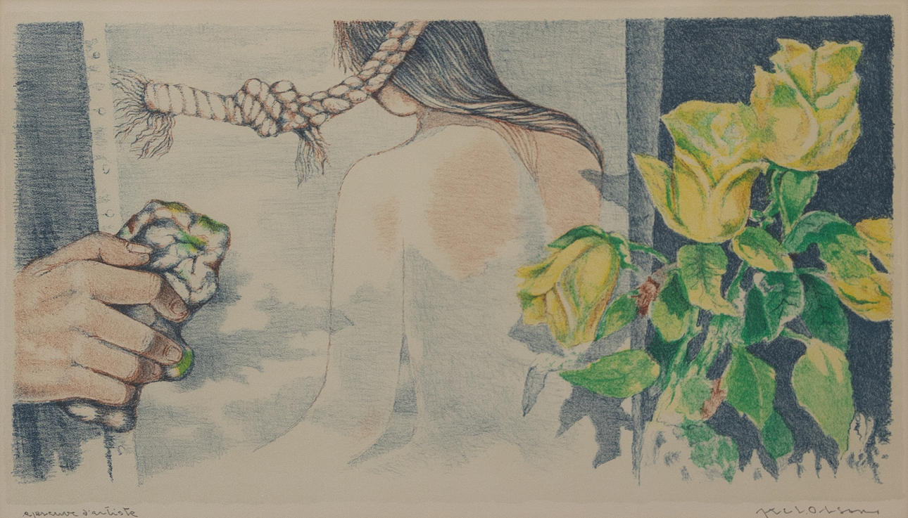 AXEL OLSSON. Painter's hand, lithograph no. ea, signed.
